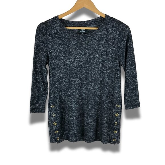 BOBEAU Charcoal Soft Hacci Side Button Knit Top XS - Picture 1 of 6